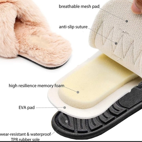 Pink Fluffy Faux Fur Slippers - Picture 4 of 9